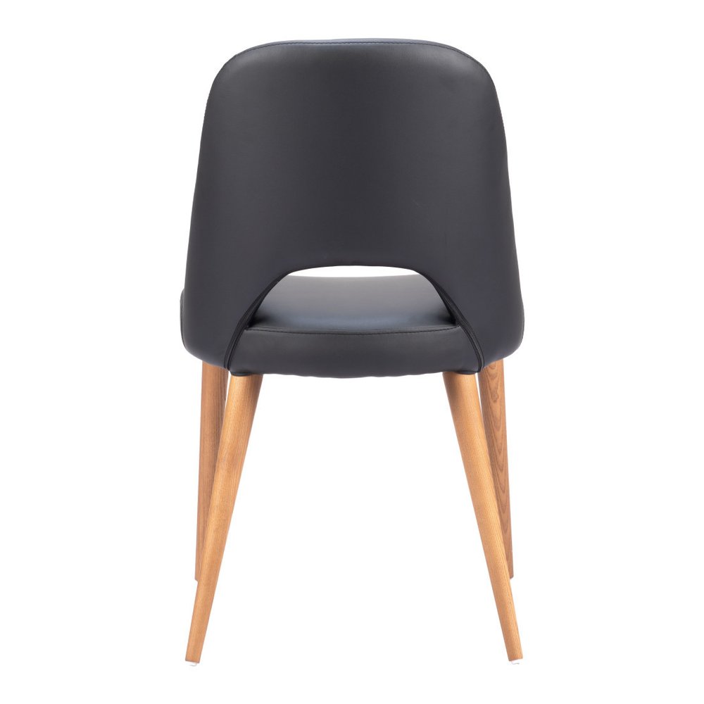 Set of Two Black and Brown Faux Leather Open Back Dining Side Chairs
