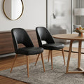 Set of Two Black and Brown Faux Leather Open Back Dining Side Chairs