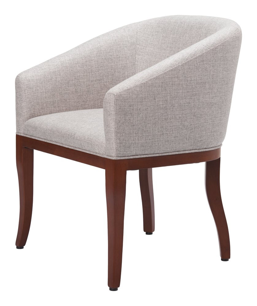 Gray and Brown Upholstery Dining Arm Chair
