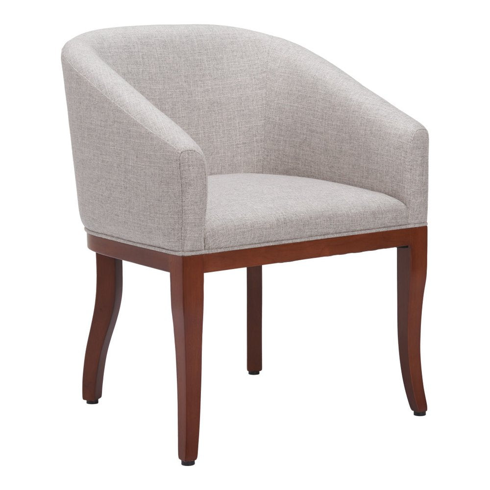Gray and Brown Upholstery Dining Arm Chair