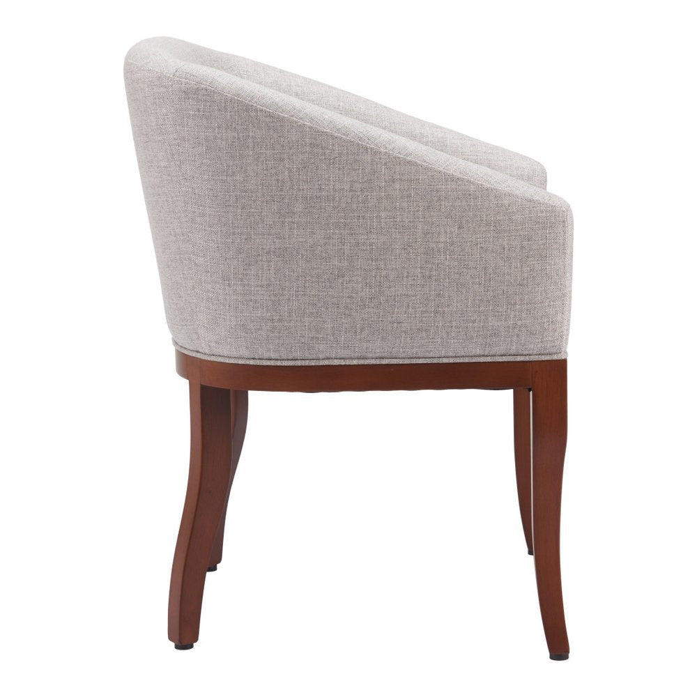 Gray and Brown Upholstery Dining Arm Chair