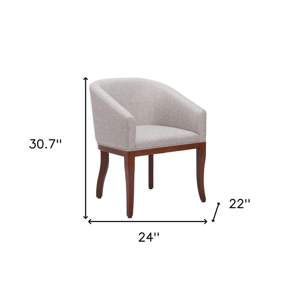 Gray and Brown Upholstery Dining Arm Chair
