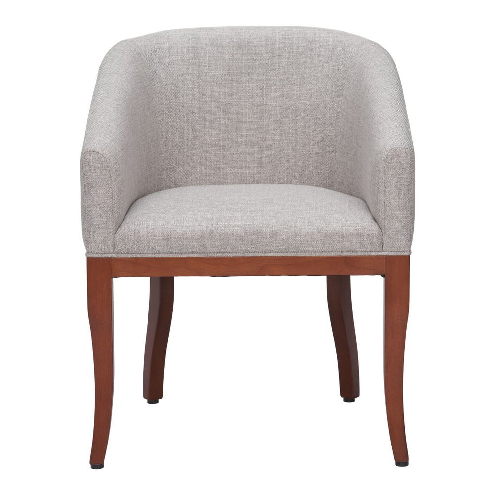 Gray and Brown Upholstery Dining Arm Chair