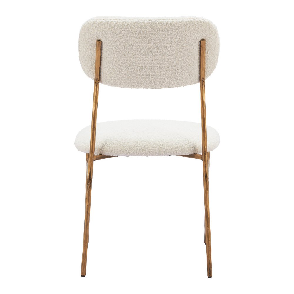 Cream and Brass Upholstery Open Back Dining Side Chair