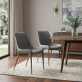 Set of Two Gray and Brown Faux Leather Dining Side Chairs