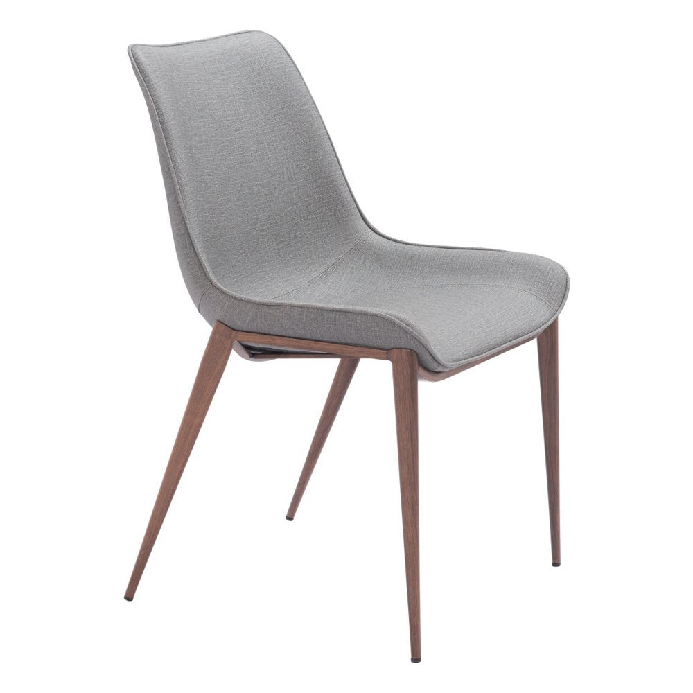 Set of Two Gray and Brown Faux Leather Dining Side Chairs