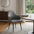 Gray and Black Faux Leather Dining Arm Chair