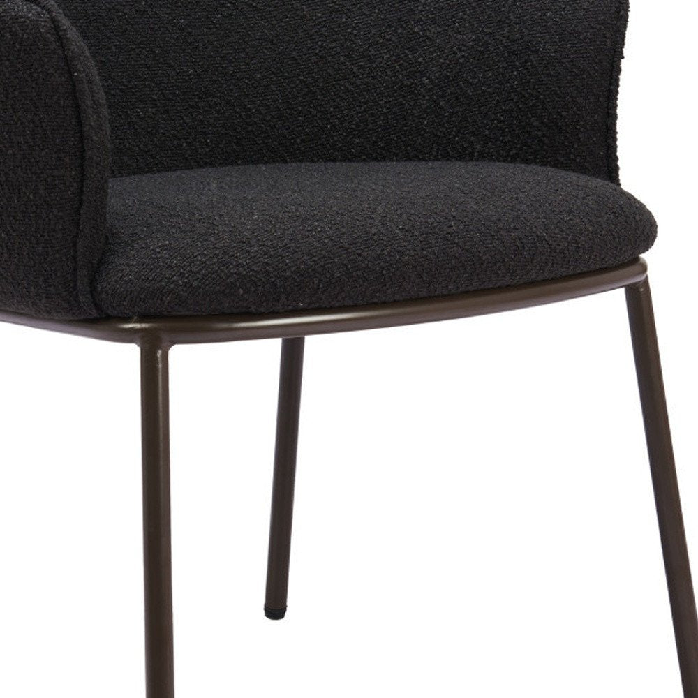 Black and Bronze Faux Fur Dining Arm Chair