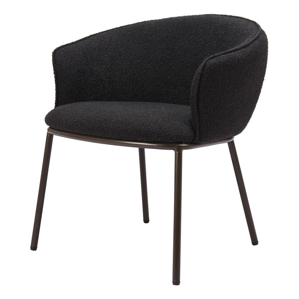 Black and Bronze Faux Fur Dining Arm Chair