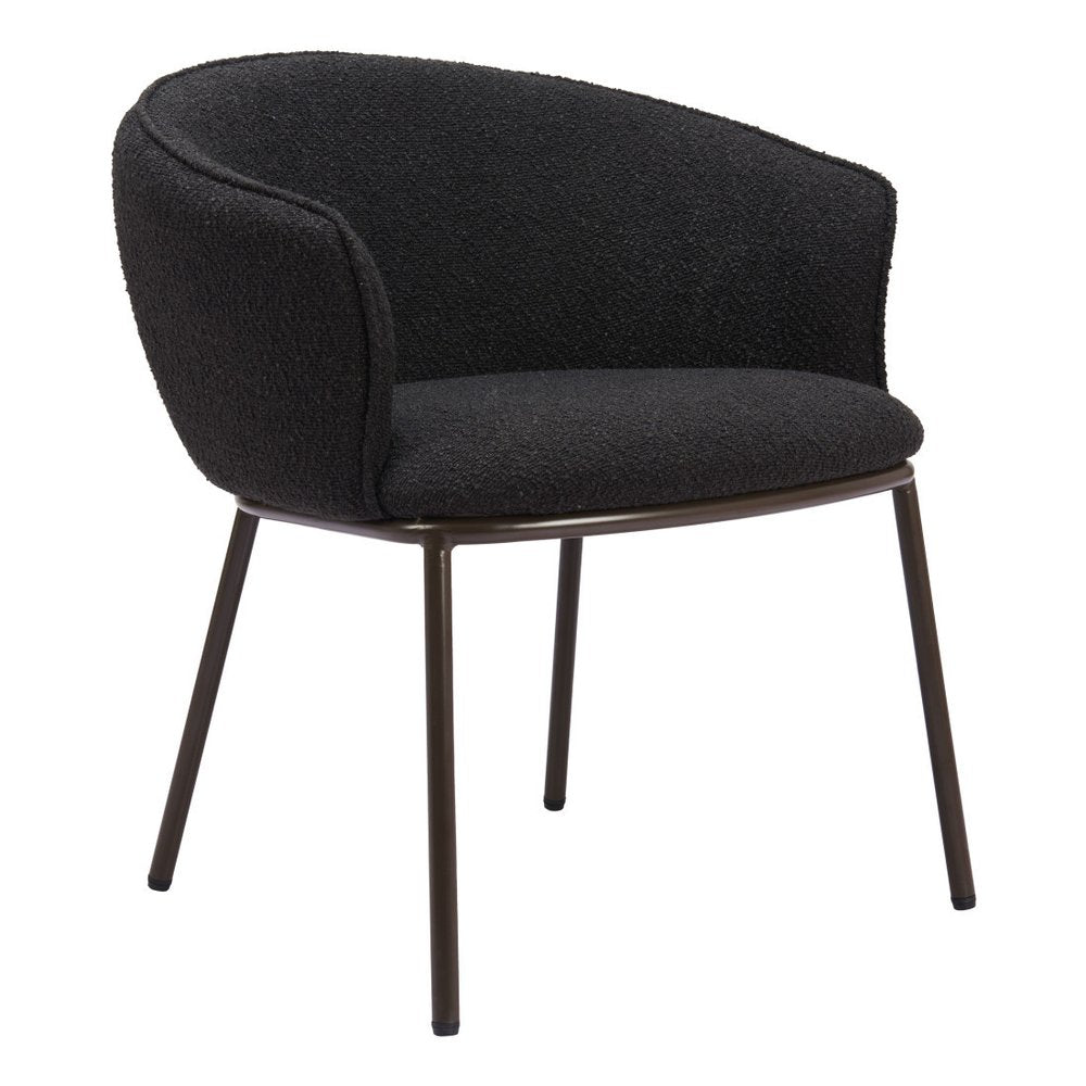 Black and Bronze Faux Fur Dining Arm Chair