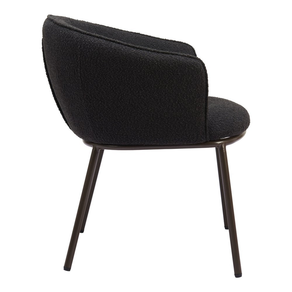 Black and Bronze Faux Fur Dining Arm Chair