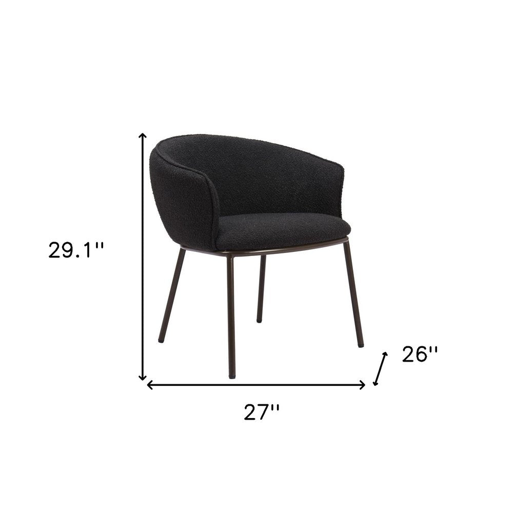 Black and Bronze Faux Fur Dining Arm Chair
