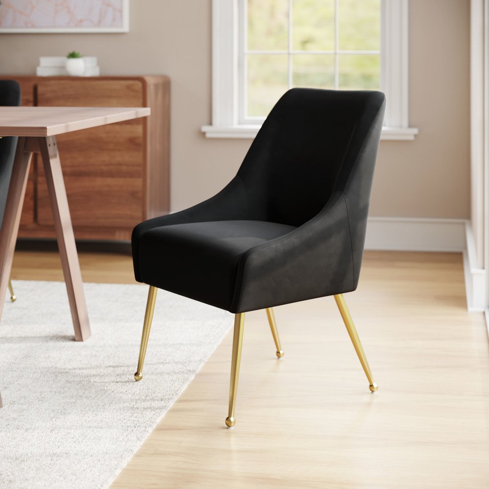 Black and Gold Velvet Dining Side Chair