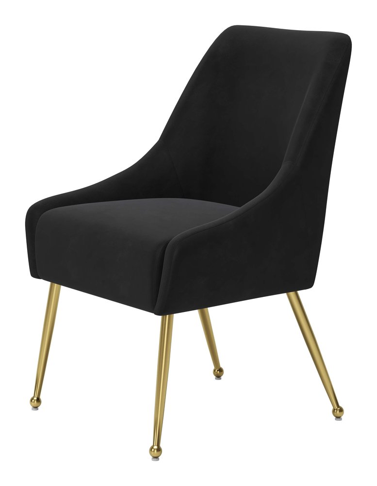 Black and Gold Velvet Dining Side Chair