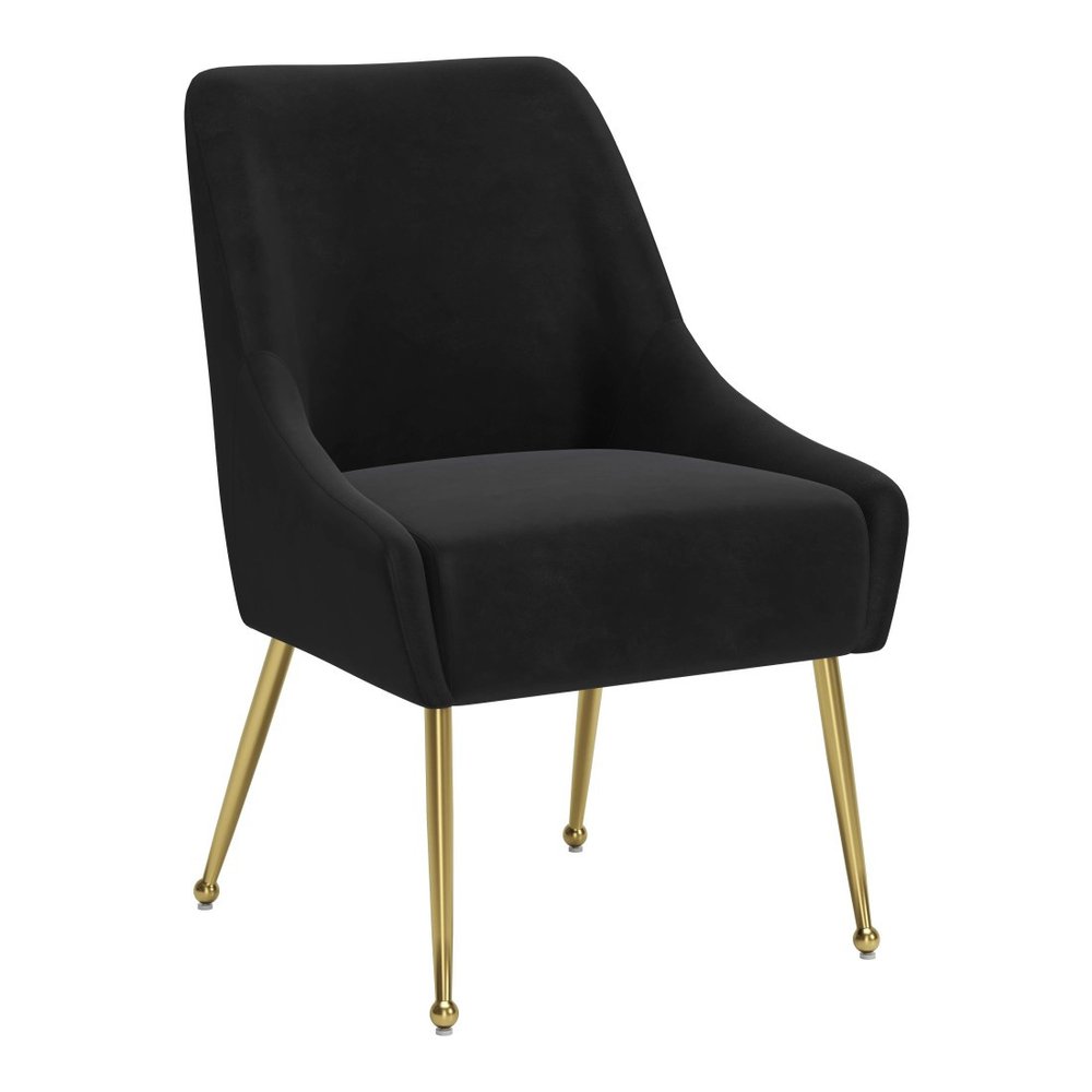Black and Gold Velvet Dining Side Chair