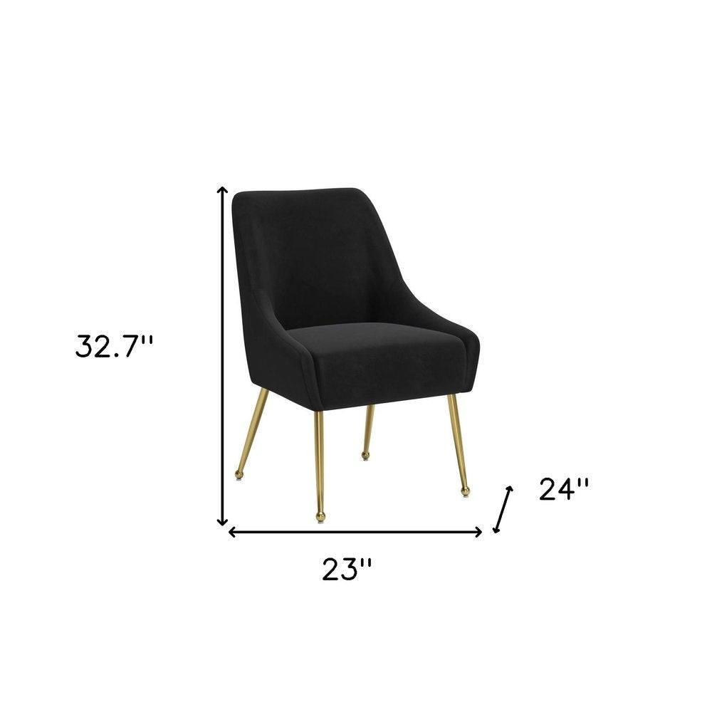 Black and Gold Velvet Dining Side Chair