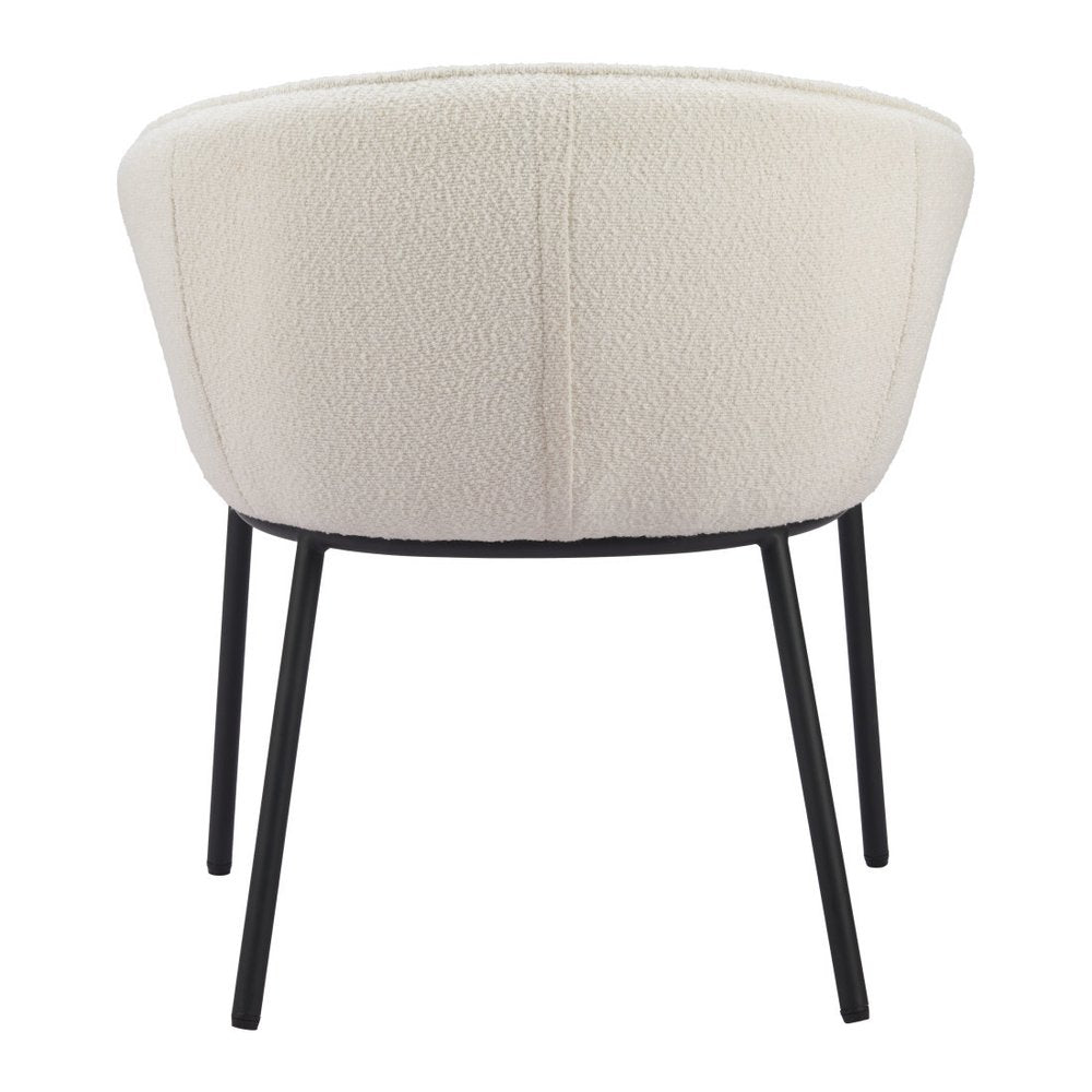 Ivory and Black Faux Fur Dining Arm Chair