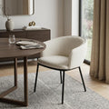 Ivory and Black Faux Fur Dining Arm Chair