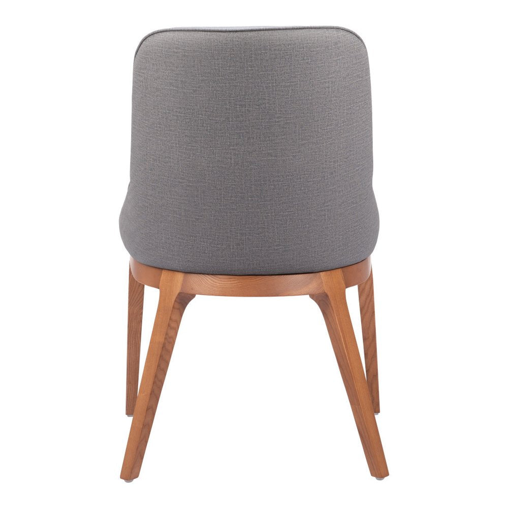 Set of Two Gray and Brown Faux Leather Dining Side Chairs