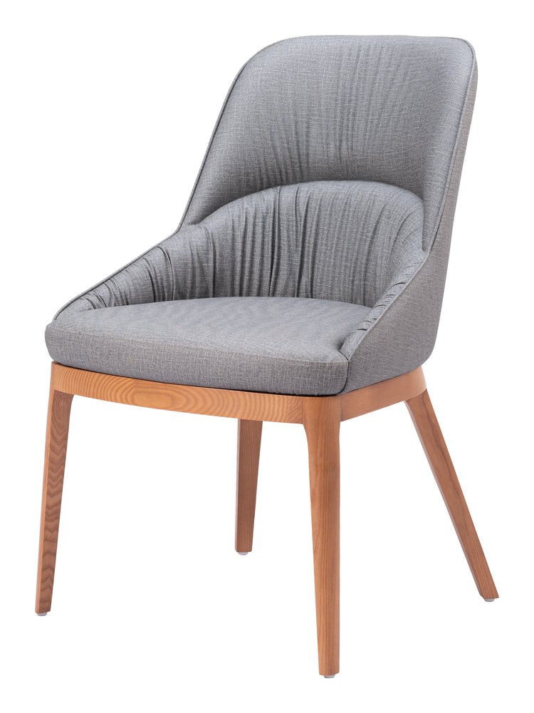 Set of Two Gray and Brown Faux Leather Dining Side Chairs