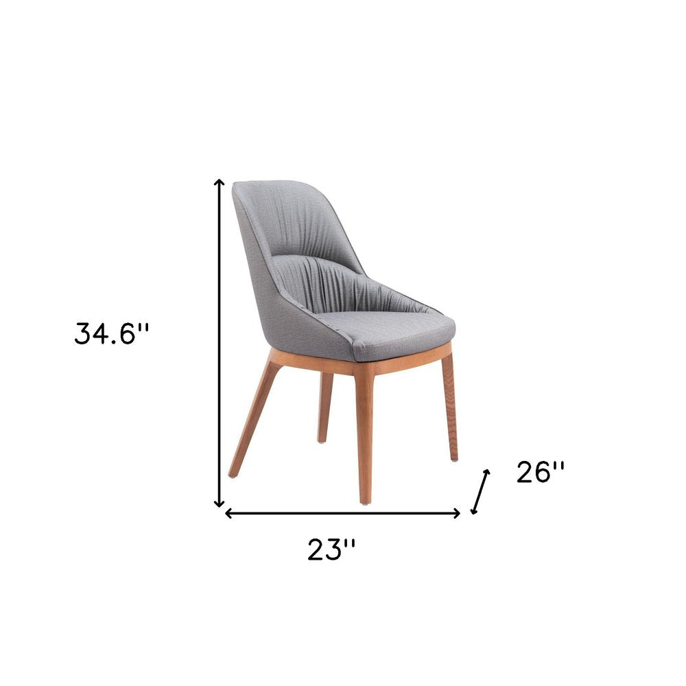 Set of Two Gray and Brown Faux Leather Dining Side Chairs
