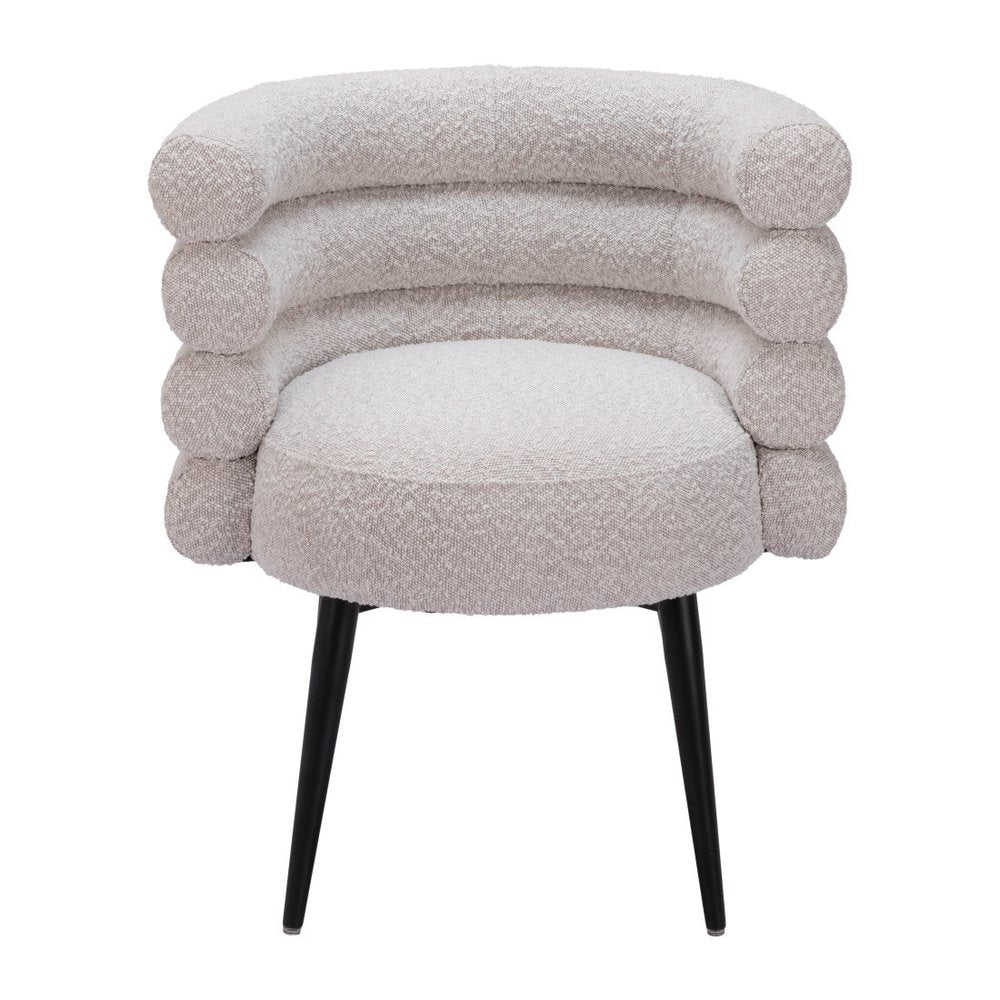 Gray and Black Faux Fur Slat Back Dining Arm Chair