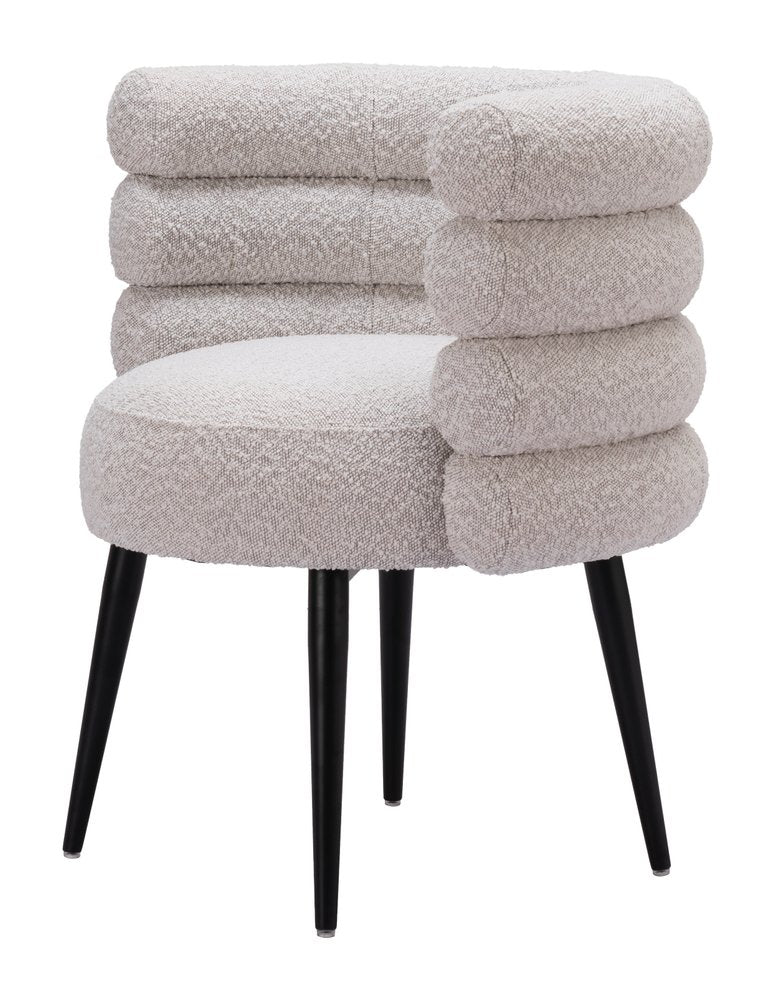 Gray and Black Faux Fur Slat Back Dining Arm Chair