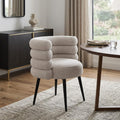 Gray and Black Faux Fur Slat Back Dining Arm Chair