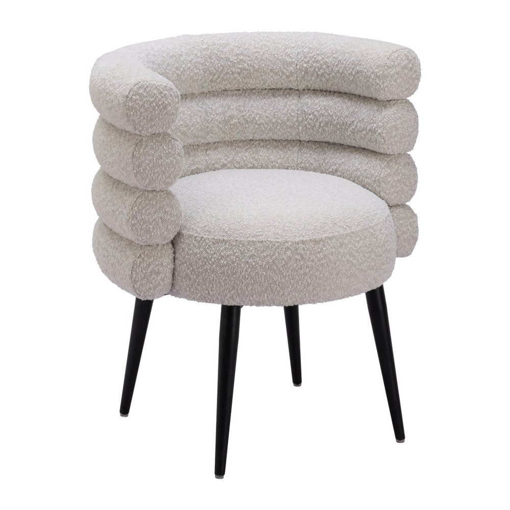 Gray and Black Faux Fur Slat Back Dining Arm Chair