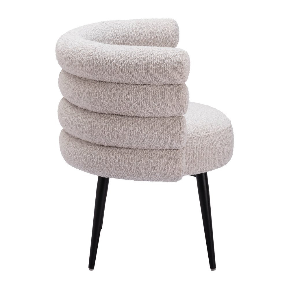 Gray and Black Faux Fur Slat Back Dining Arm Chair