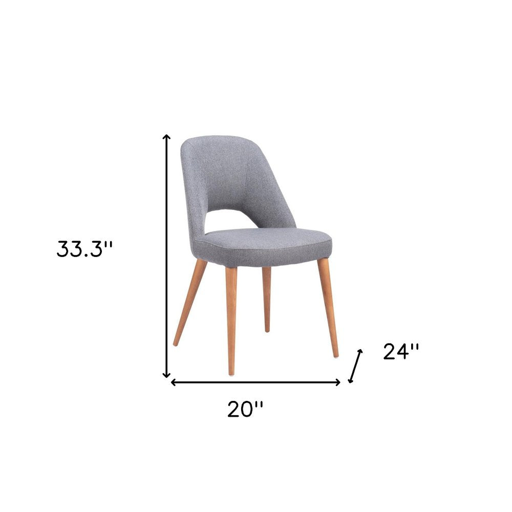 Set of Two Gray and Brown Upholstery Dining Side Chairs