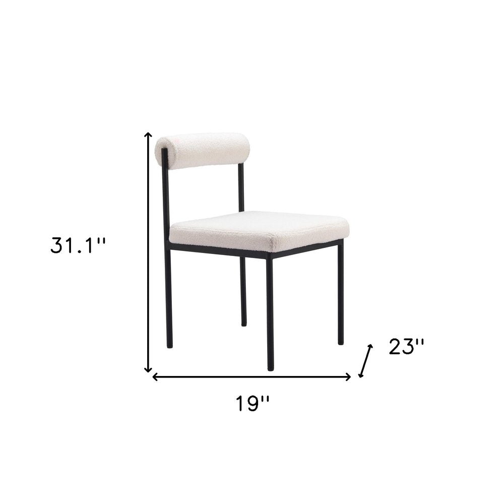 Ivory and Black Faux Fur Open Back Dining Side Chair