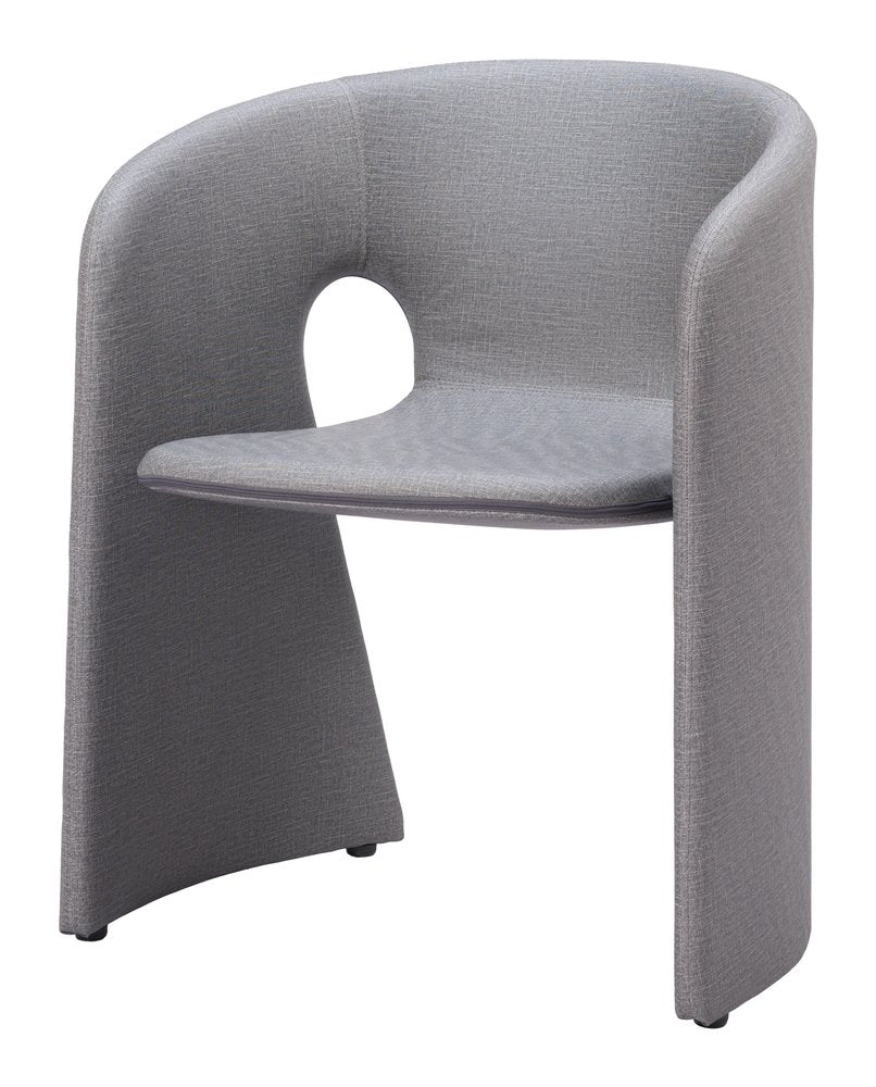 Gray Faux Leather Dining Arm Chair