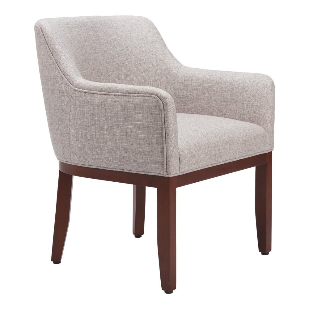 Gray and Brown Upholstery Dining Arm Chair