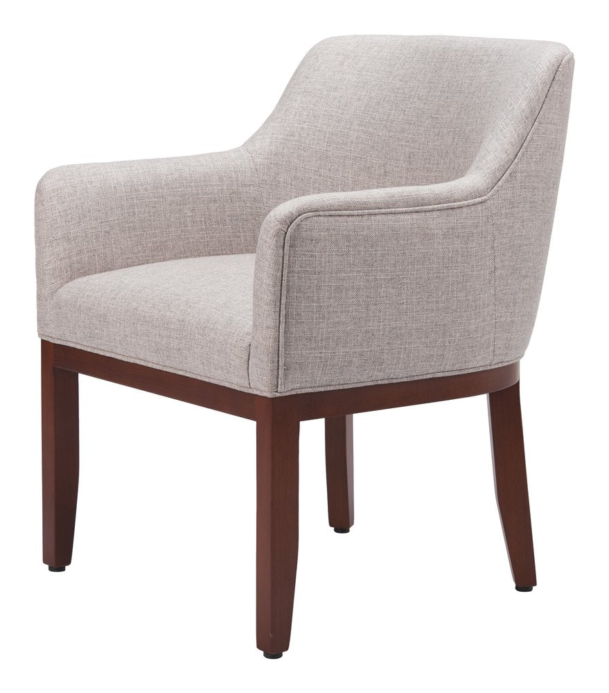 Gray and Brown Upholstery Dining Arm Chair