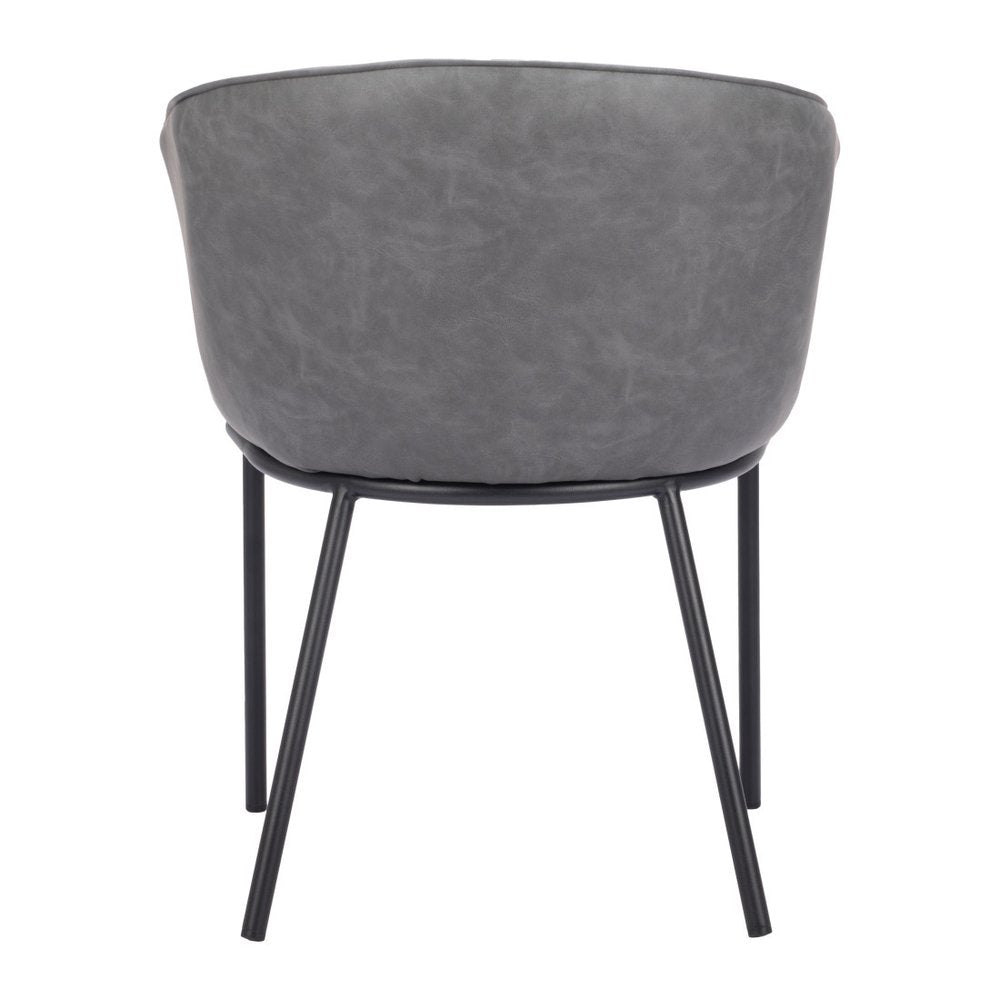 Gray and Black Faux Leather Dining Arm Chair