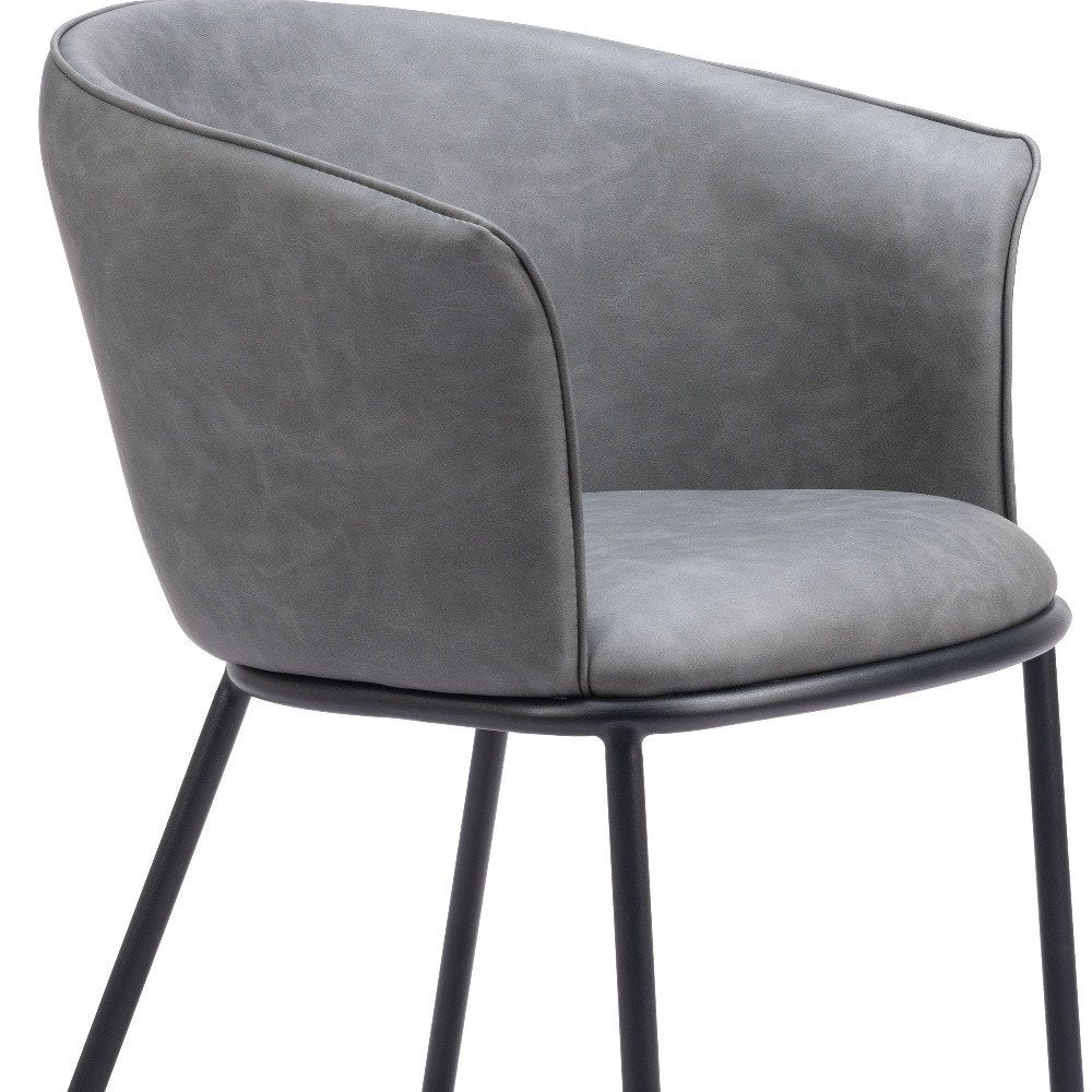 Gray and Black Faux Leather Dining Arm Chair