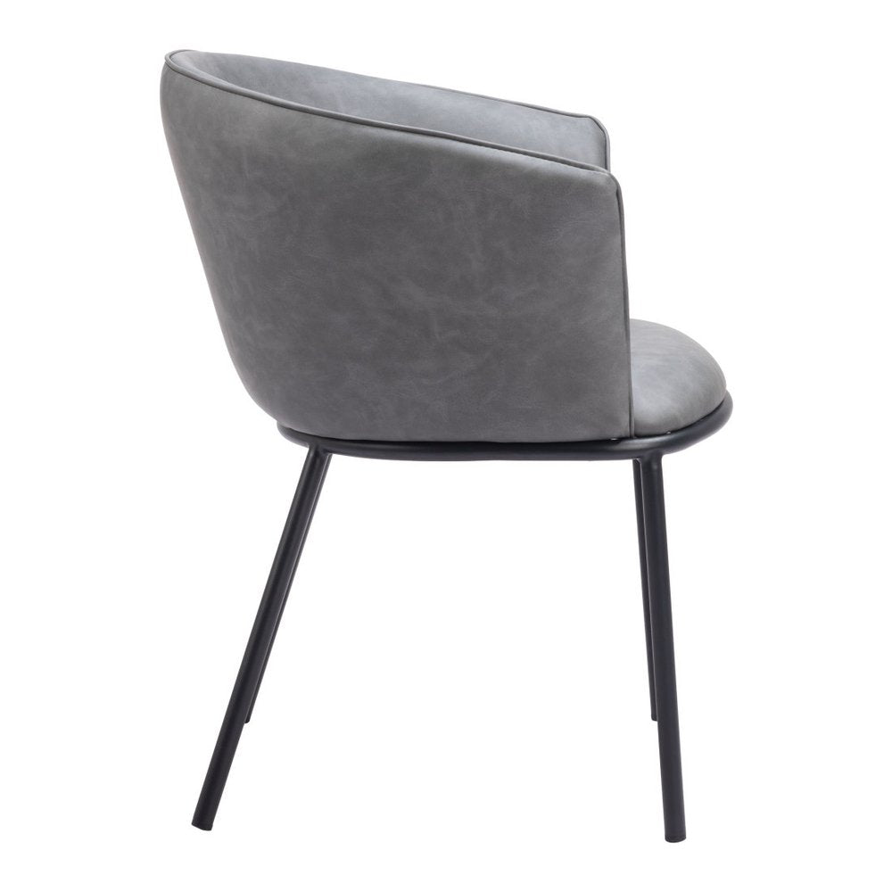 Gray and Black Faux Leather Dining Arm Chair