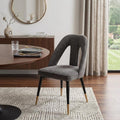 Gray Black and Gold Faux Fur Open Back Dining Side Chair
