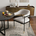 Gray Black and Gold Faux Fur Open Back Dining Arm Chair