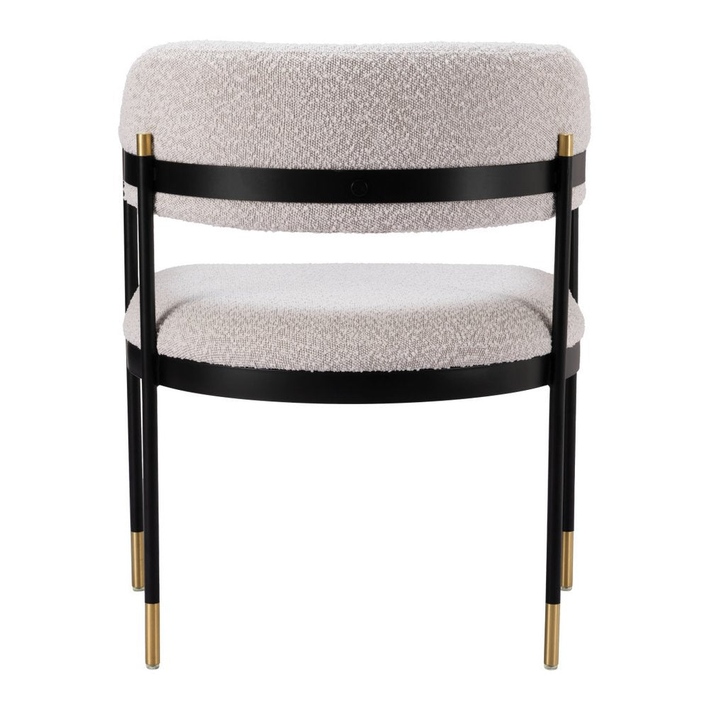 Gray Black and Gold Faux Fur Open Back Dining Arm Chair