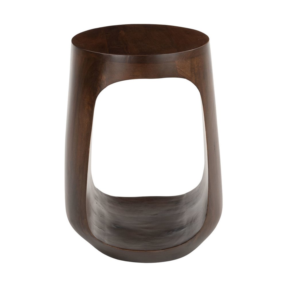 Walnut Solid Wood Round Pedestal End Table - 18-inch