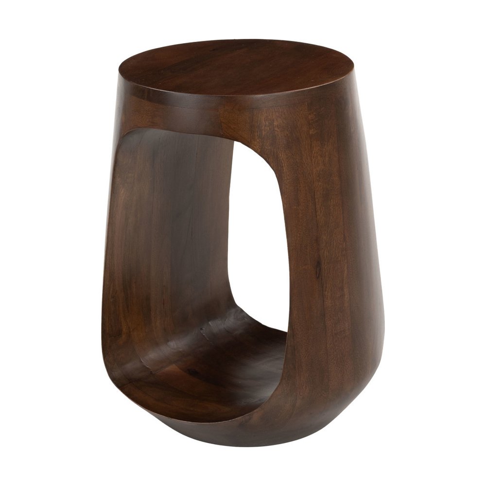 Walnut Solid Wood Round Pedestal End Table - 18-inch