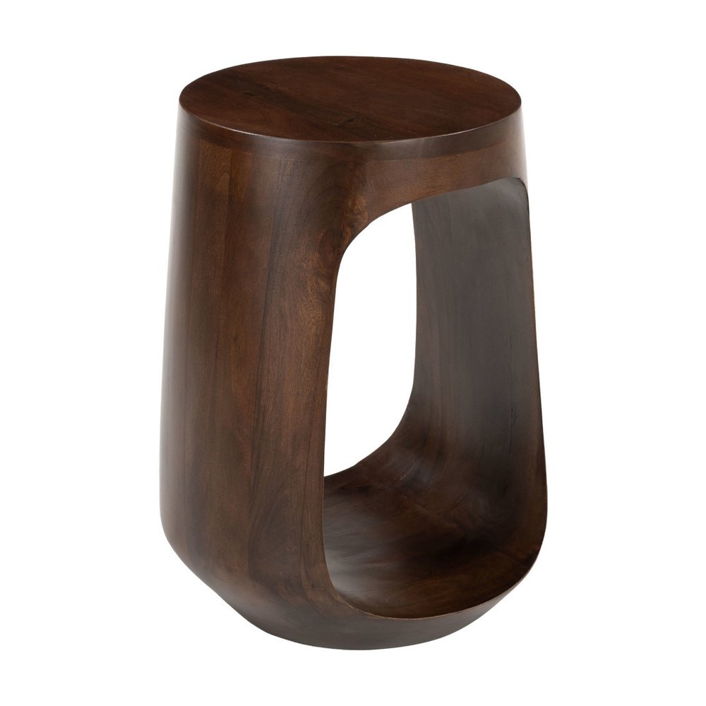 Walnut Solid Wood Round Pedestal End Table - 18-inch
