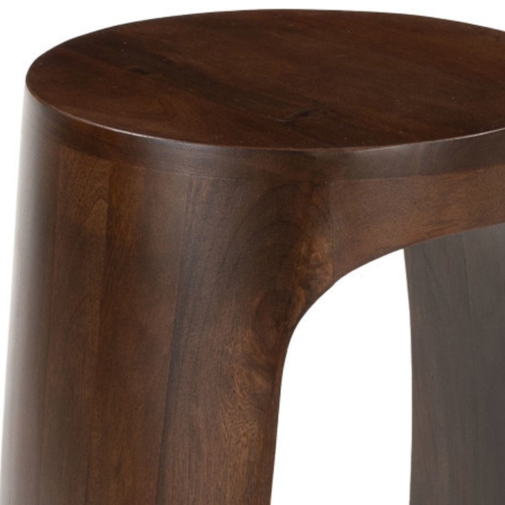 Walnut Solid Wood Round Pedestal End Table - 18-inch