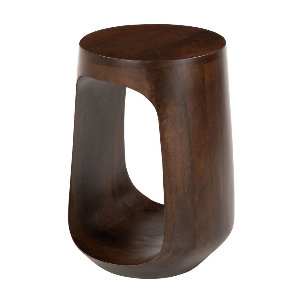 Walnut Solid Wood Round Pedestal End Table - 18-inch