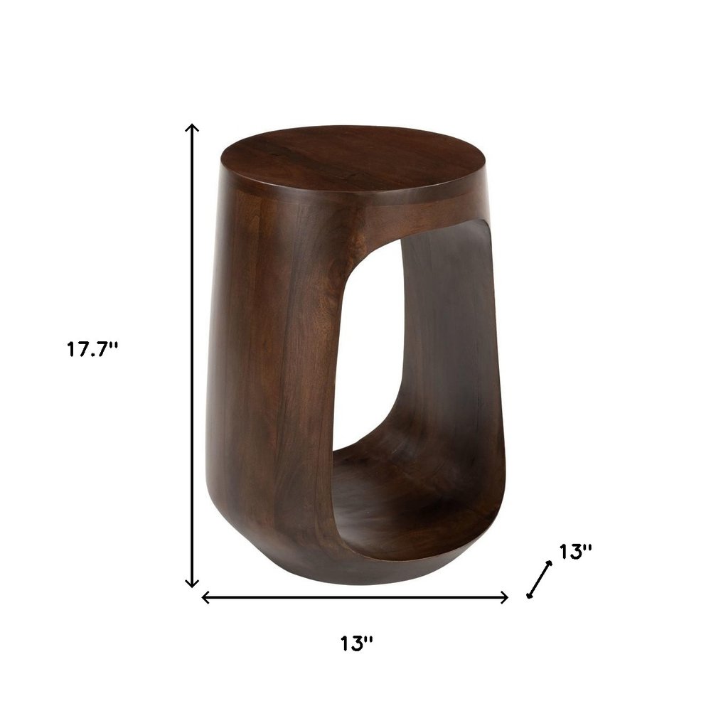 Walnut Solid Wood Round Pedestal End Table - 18-inch