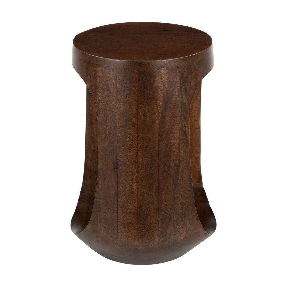 Walnut Solid Wood Round Pedestal End Table - 18-inch