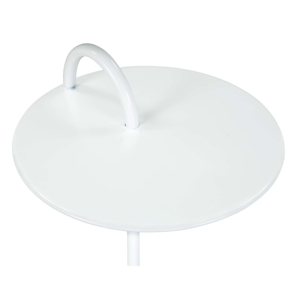 White Iron and Marble Round Pedestal End Table - 25-inch