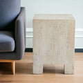 Beige Faux Stone Square End Table - 20-inch